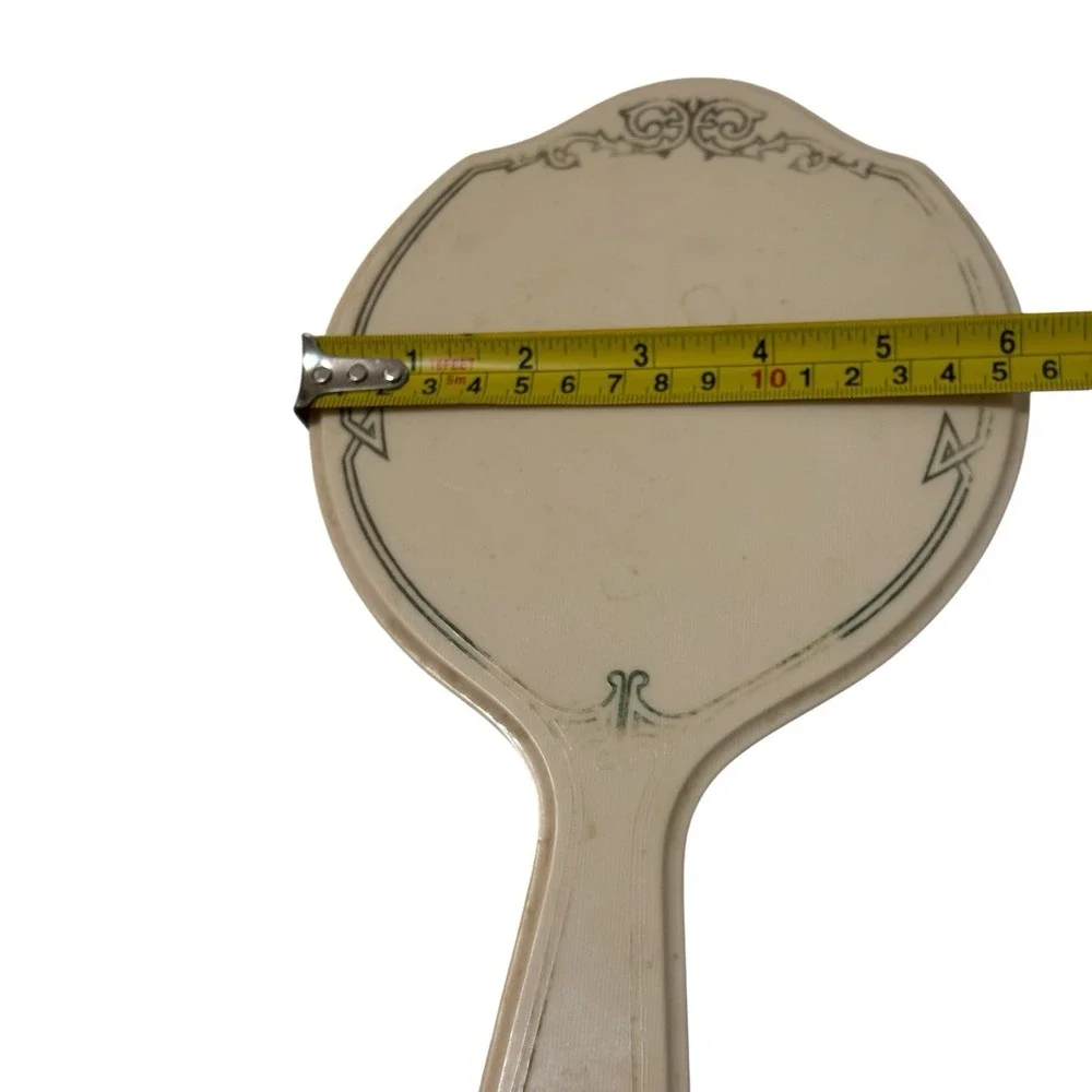 Vintage Beveled Vanity Mirror Hair Brush Set Ivory Art Deco Style